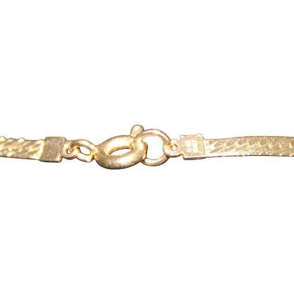 Vintage 14k Solid Gold 585 Gold Herringbone Flat Necklace Made in Italy - Picture 5 of 8
